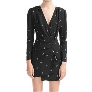 Maje Riblio Long Sleeve Black Minidress with Paisley Rhinestones size large